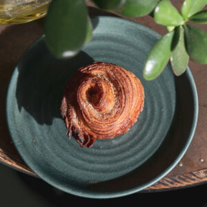 Cinnamon bun on a plate